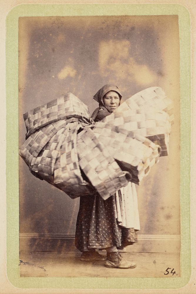 Woman with woven baskets by William Carrick