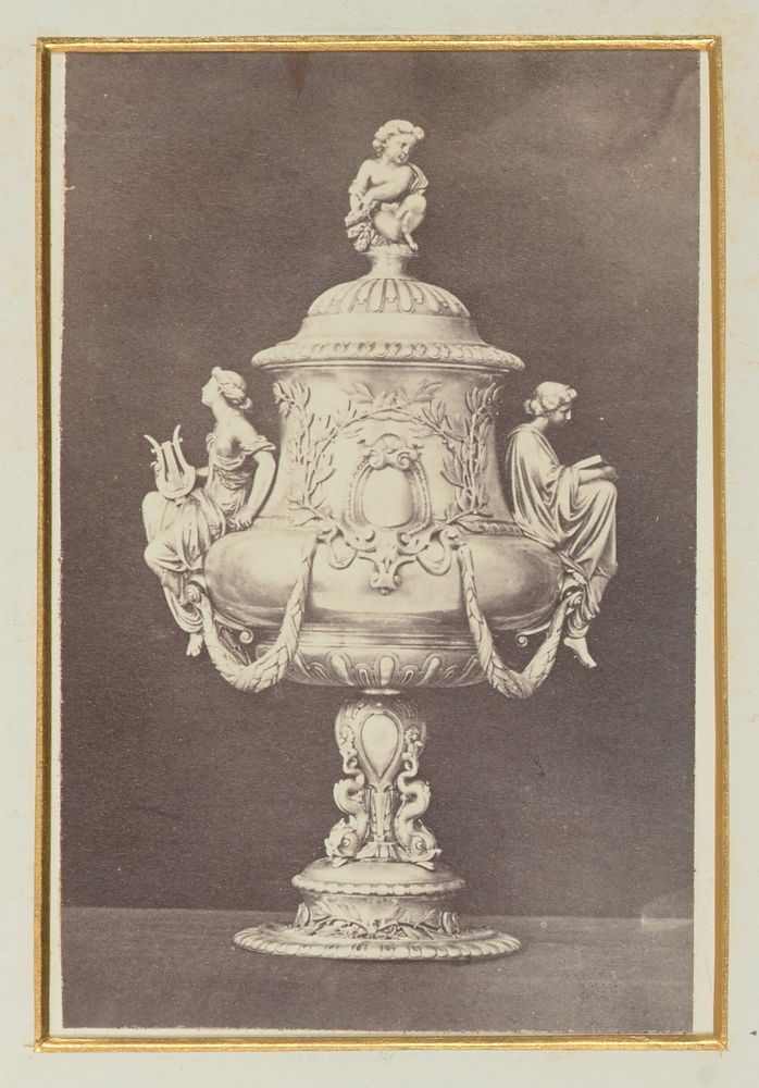 Ornate vase with a cherub and two women by Alexander Nichol