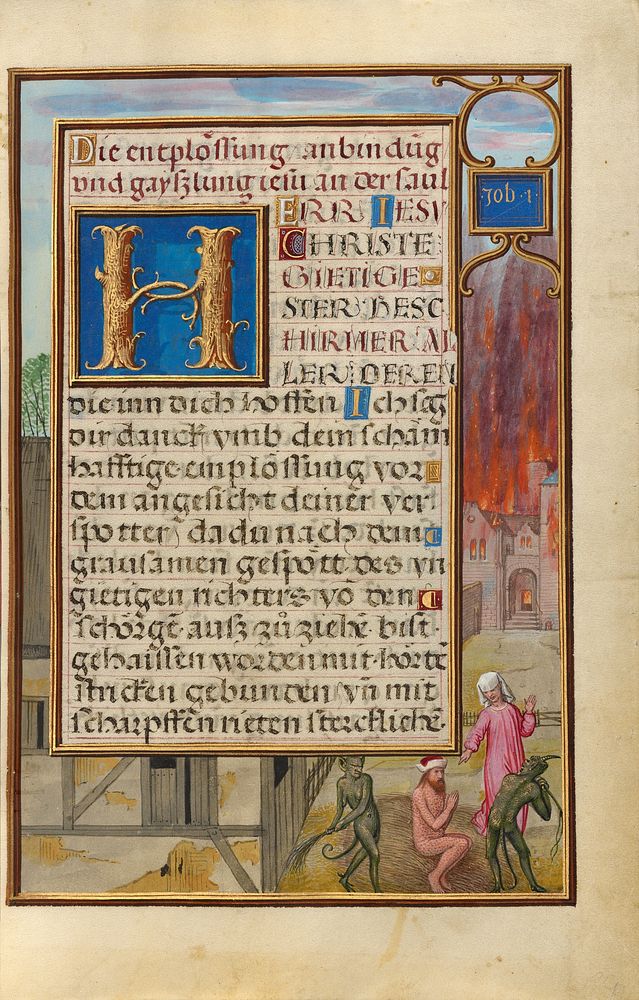 Border with Job Mocked by His Wife and Tormented by Two Devils by Simon Bening