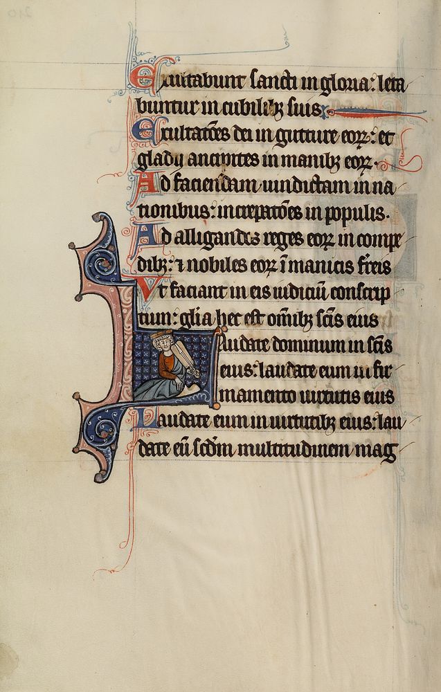Initial L: A Seated King Holding a Vielle by Bute Master