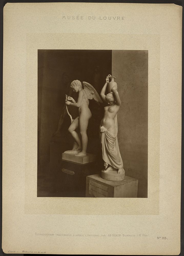 Two statues, Cupid and Rebecca, Musée du Louvre by Adolphe Braun