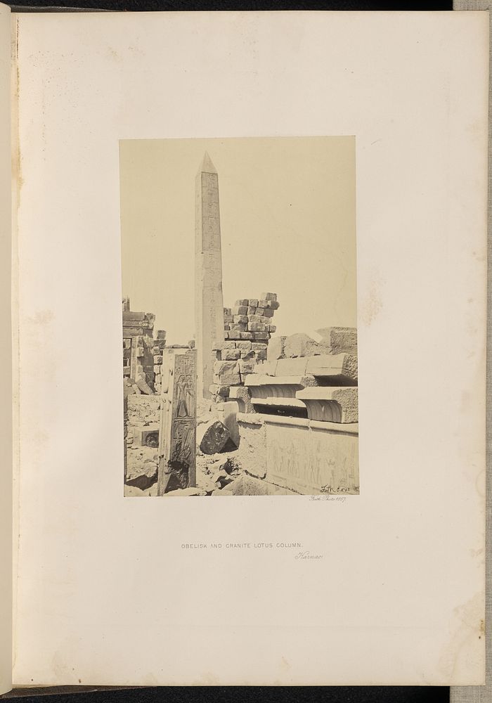 Obelisk and Granite Lotus Column, Karnac by Francis Frith