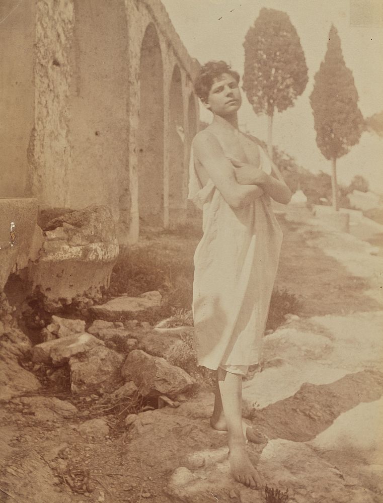 Young man posed at Greek theater by Baron Wilhelm von Gloeden