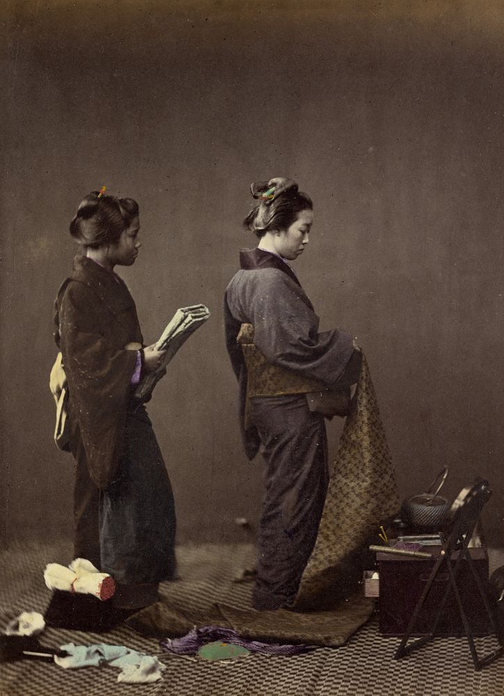 Putting on the Obi, or Girdle by Felice Beato