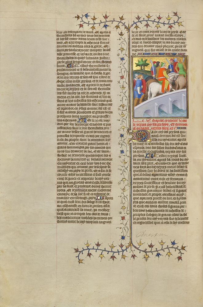 Xerxes, King of the Persians, Crosses a Bridge with His Army by Boucicaut Master