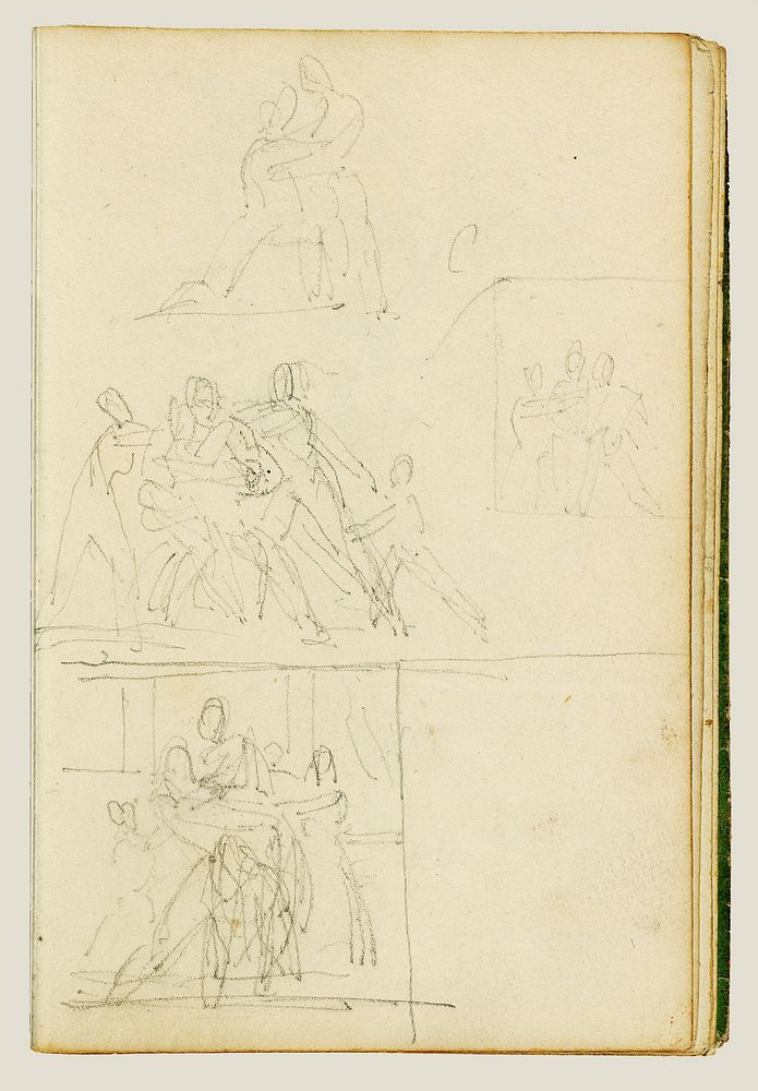 Four compositional studies for a group of figures by Théodore Géricault