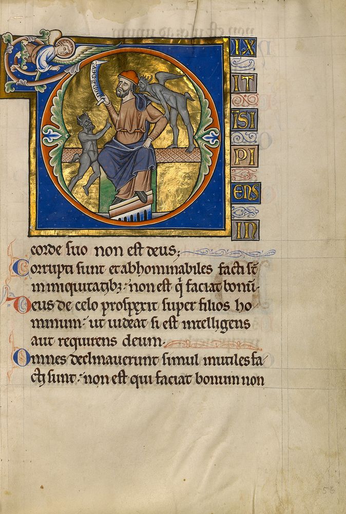 Initial D: The Fool with Two Demons by Master of the Ingeborg Psalter