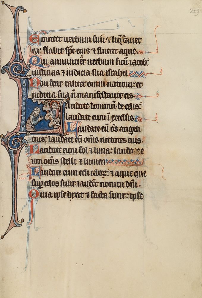 Initial L: A Woman Praying to Christ by Bute Master