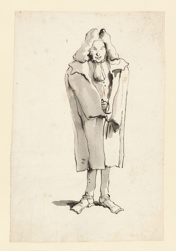 Caricature of a Man Wearing an Overcoat by Giovanni Battista Tiepolo