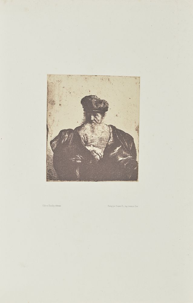 Old man with beard, fur cap, and velvet cloak by Bisson Frères