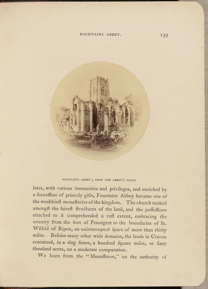 Fountains Abbey; from the Abbot's House by W R Sedgfield