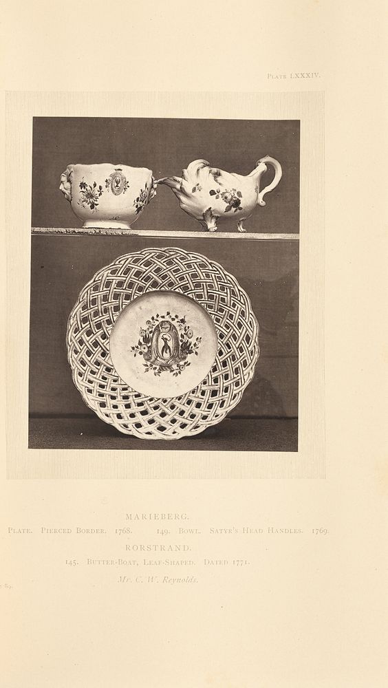 Bowl, butter boat, and plate by William Chaffers