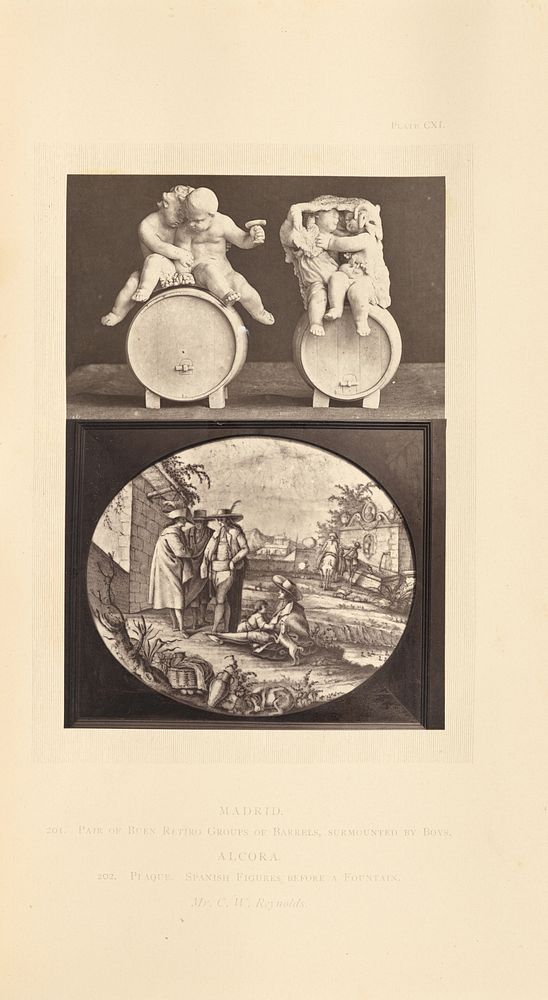 Two figures and plaque by William Chaffers