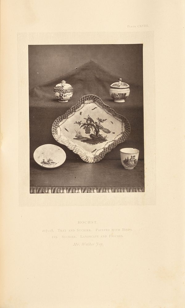 Plate, cup, saucer, and sugar pots by William Chaffers
