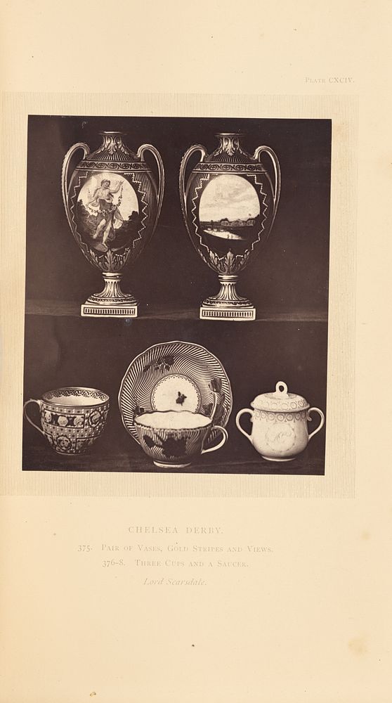 Two vases, three cups, and a saucer by William Chaffers