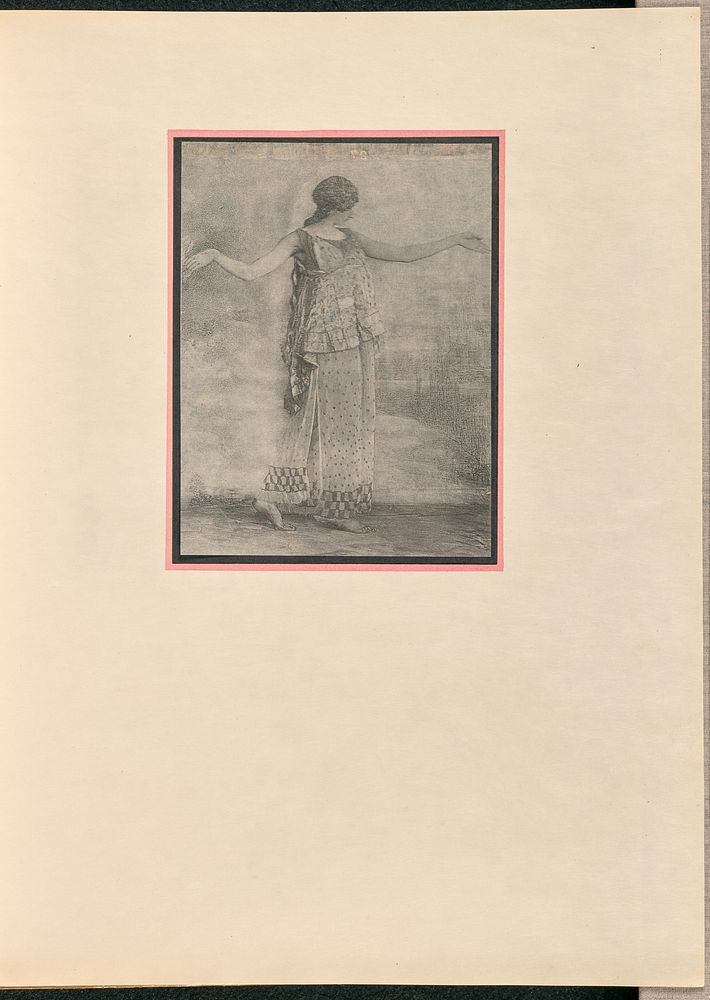 Female dancer as nymph, arms outstretched by Baron Adolf de Meyer