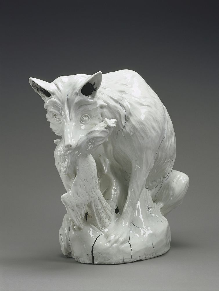 A Fox with a Chicken by Meissen Porcelain Manufactory and Johann Gottlieb Kirchner