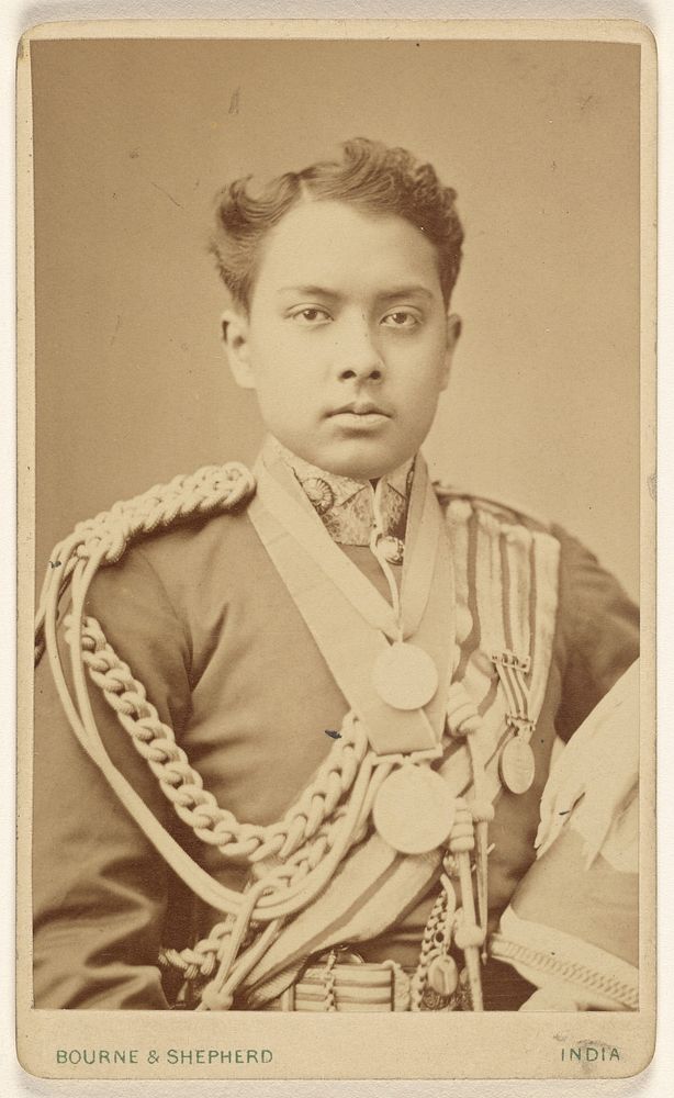 Portrait of Young Man in Military Costume, India by Bourne and Shepherd