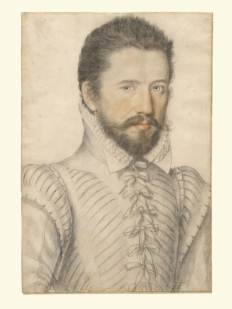 Portrait of a bearded man, half-length, wearing a slashed doublet by Master of the Lécurieux Collection