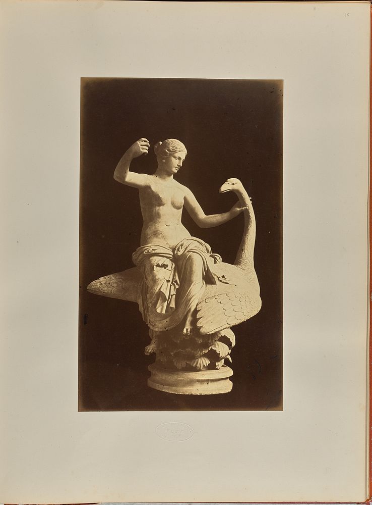 Statue of a female figure on a swan by Tommaso Cuccioni
