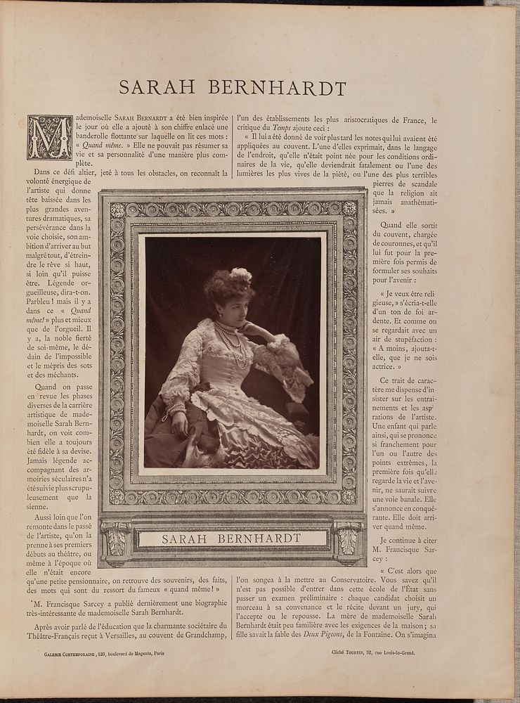 Sarah Bernhardt by J Émile Tourtin