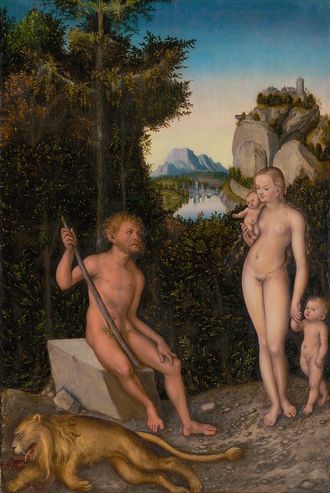 A Faun and His Family with a Slain Lion by Lucas Cranach the Elder