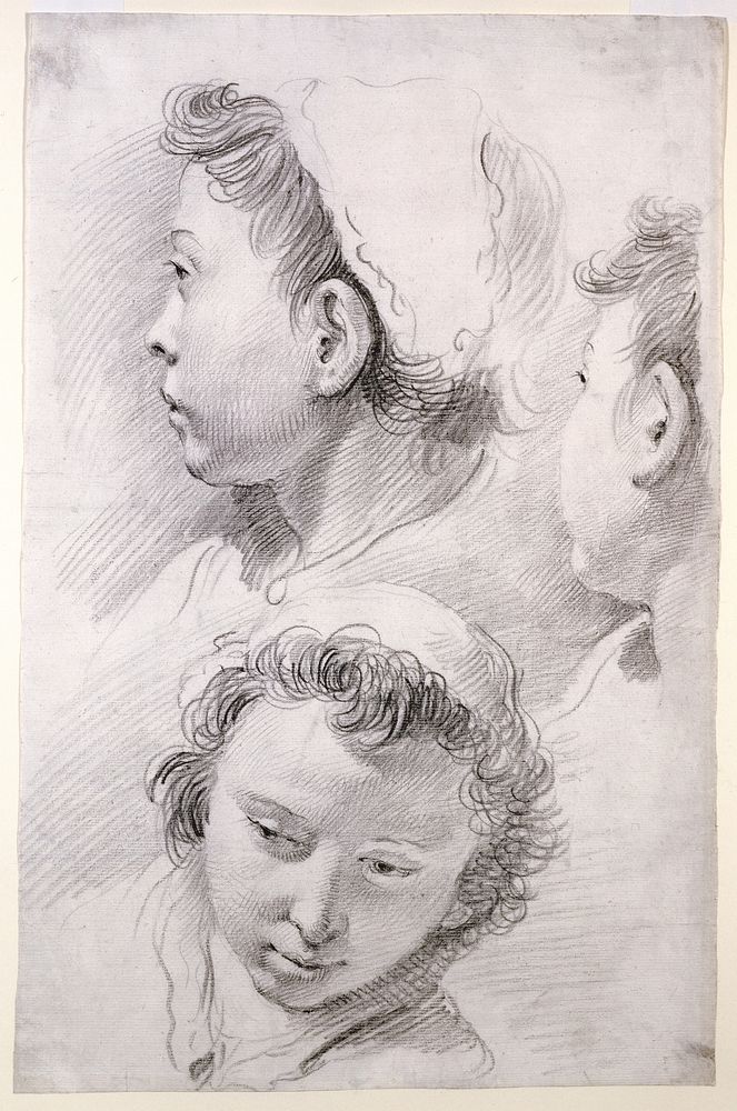 Three Studies of the Head of a Youth by Francesco Salvator Fontebasso