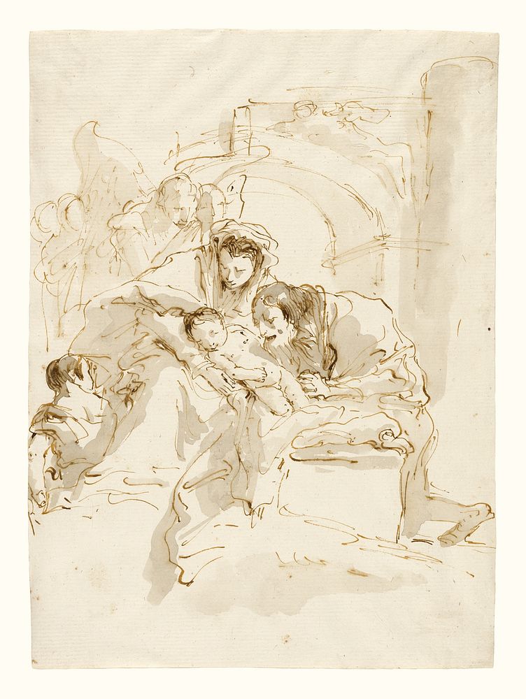 The Holy Family with Angels before an Arch by Giovanni Battista Tiepolo