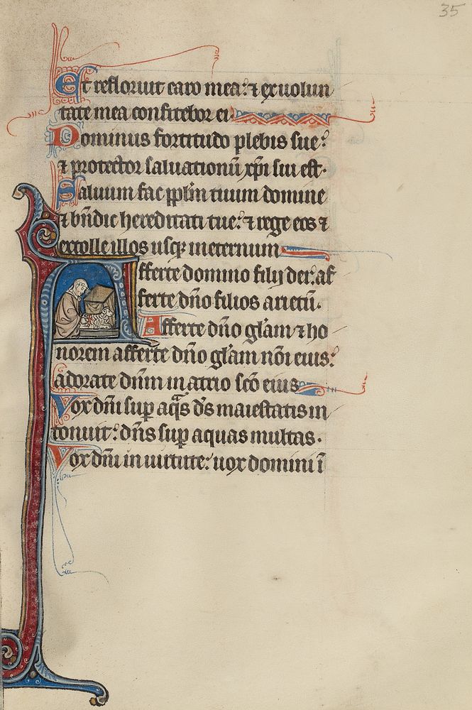 Initial A: A Priest Sacrificing a Ram before an Altar by Bute Master