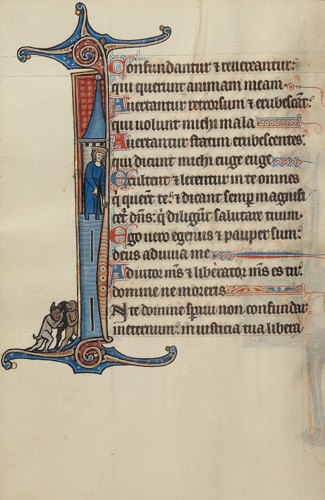 Initial I: David atop a Tower Pointing to Three Demons Below by Bute Master