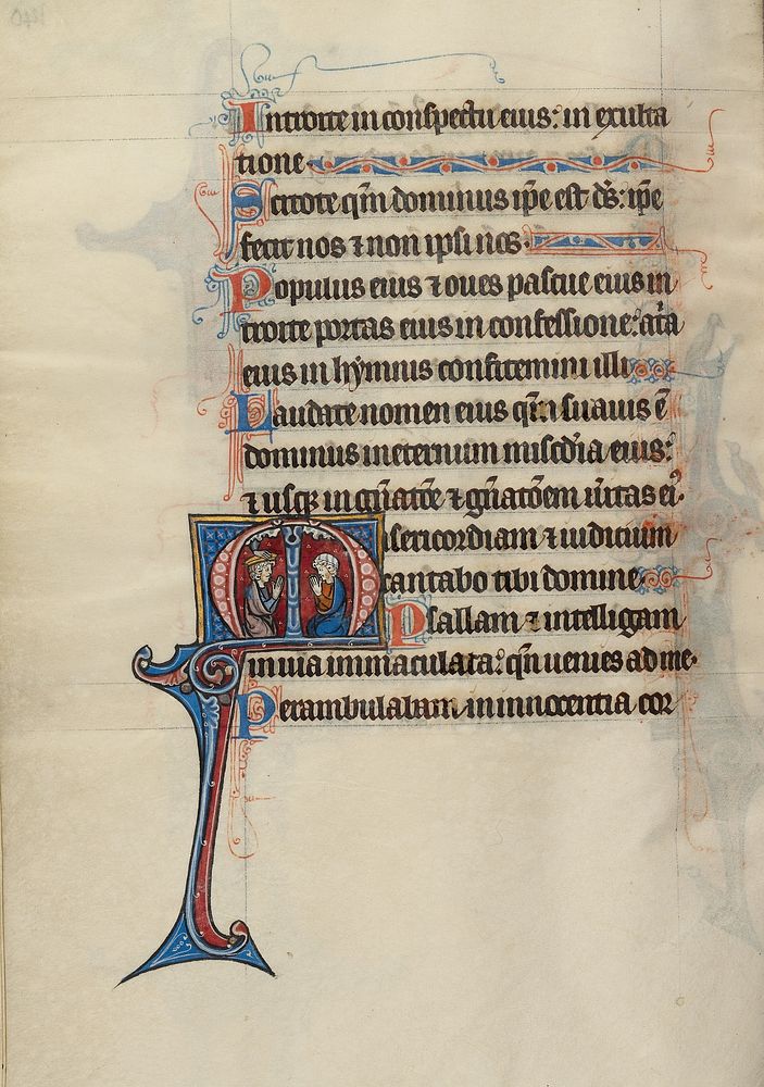 Initial M: Two Men Kneeling in Prayer, One Crowned by the Hand of God by Bute Master