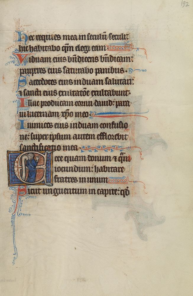 Initial E: A Man Holding a Scroll and Pointing by Bute Master