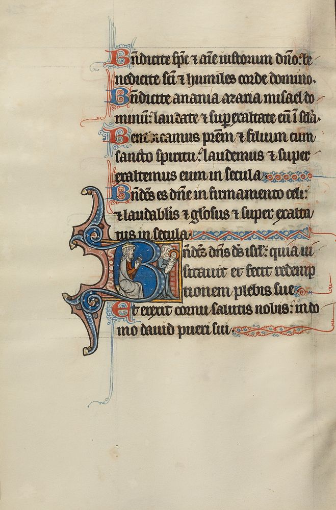 Initial B: A Jew Praying and the Virgin and Child by Bute Master