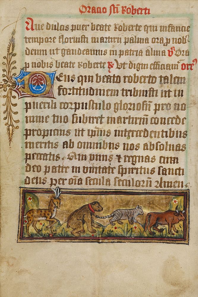 Prayer to Robert of Bury with Four Animals in Procession
