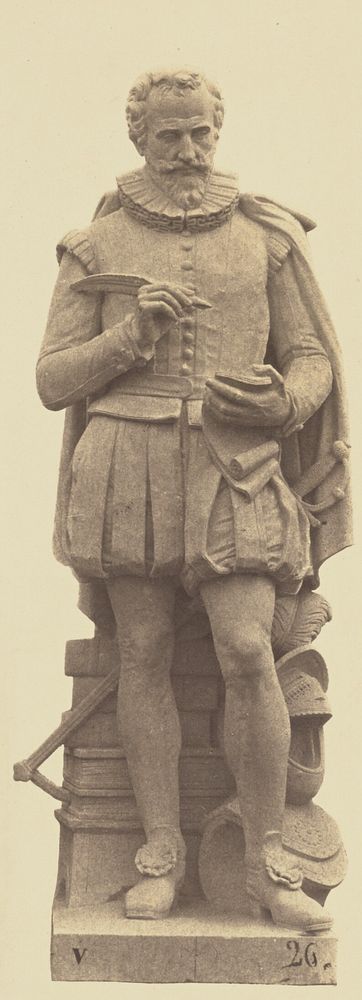 "Malherbe", Statue by Jean Jules Allasseur, Decoration of the Louvre, Paris by Édouard Baldus