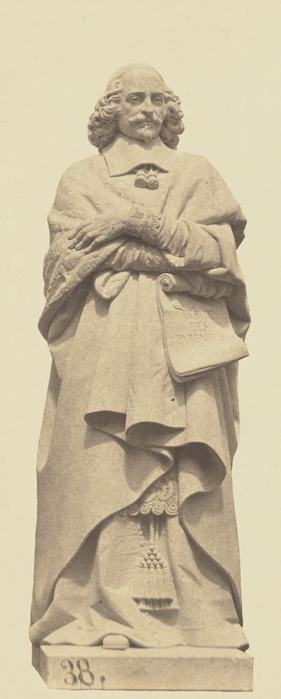 "Mazarin", Statue by Pierre Hébert, Decoration of the Louvre, Paris by Édouard Baldus