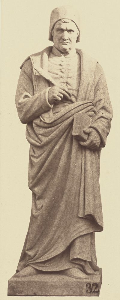 "Froissart", Statue by Henri Lemaire, Decoration of the Louvre, Paris by Édouard Baldus