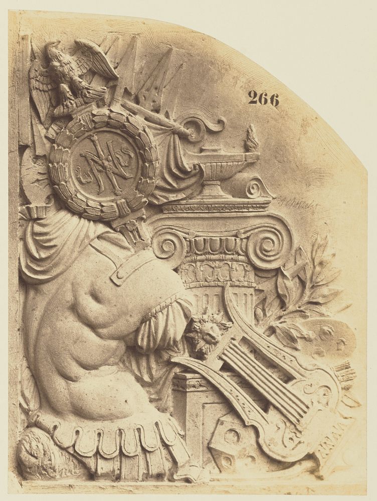 Trophy of Arms and Attributes of the Arts by Pierre Rouillard, Decoration of the Louvre, Paris by Édouard Baldus