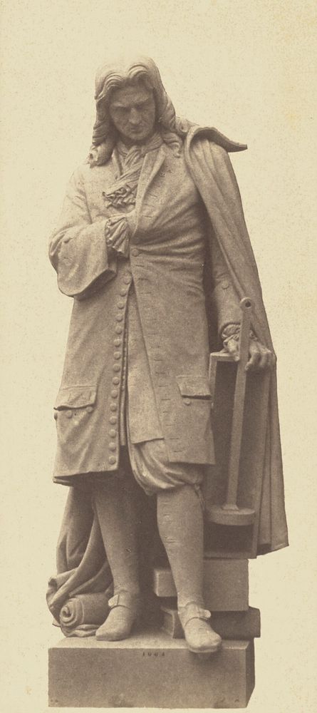 "Papin", Statue by Jean-François Soitoux, Decoration of the Louvre, Paris by Édouard Baldus
