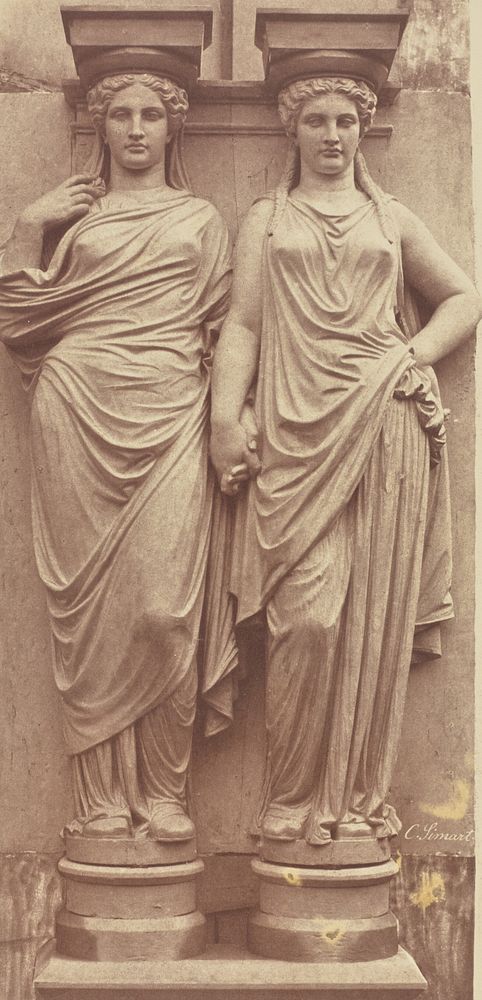 Caryatids by Pierre Charles Simart, Decoration of the Louvre, Paris by Édouard Baldus