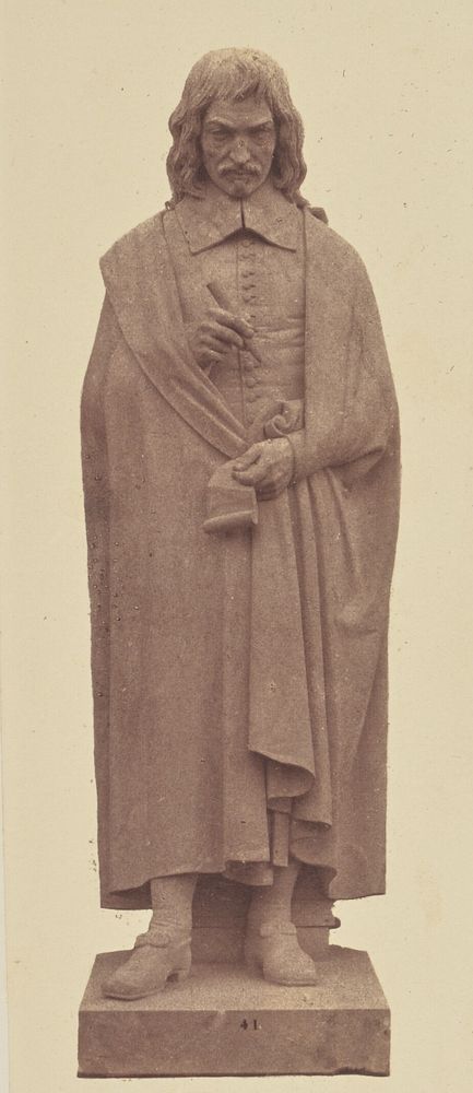 "Descartes", Statue by Gabriel Joseph Garraud, Decoration of the Louvre, Paris by Édouard Baldus