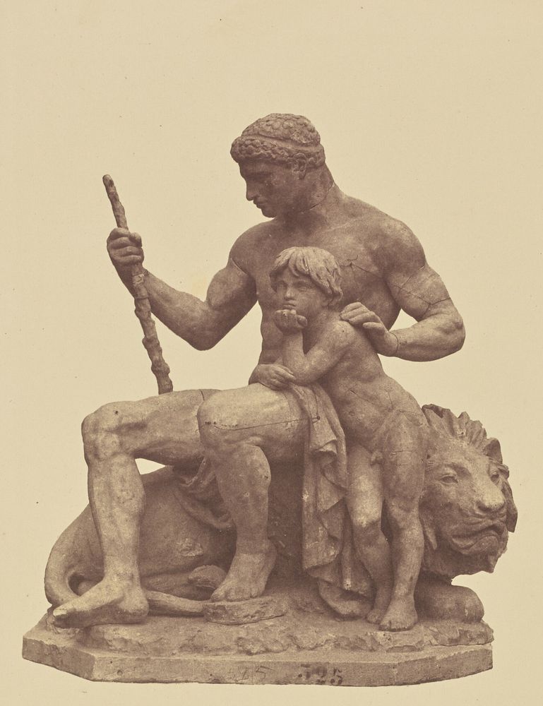 "La Force", Sculpture by Antoine-Louis Barye, Decoration of the Louvre, Paris by Édouard Baldus