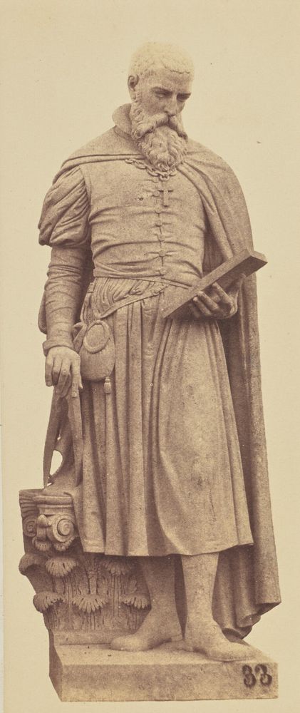 "Lescot", Statue by Henri Joseph François de Triqueti, Decoration of the Louvre, Paris by Édouard Baldus