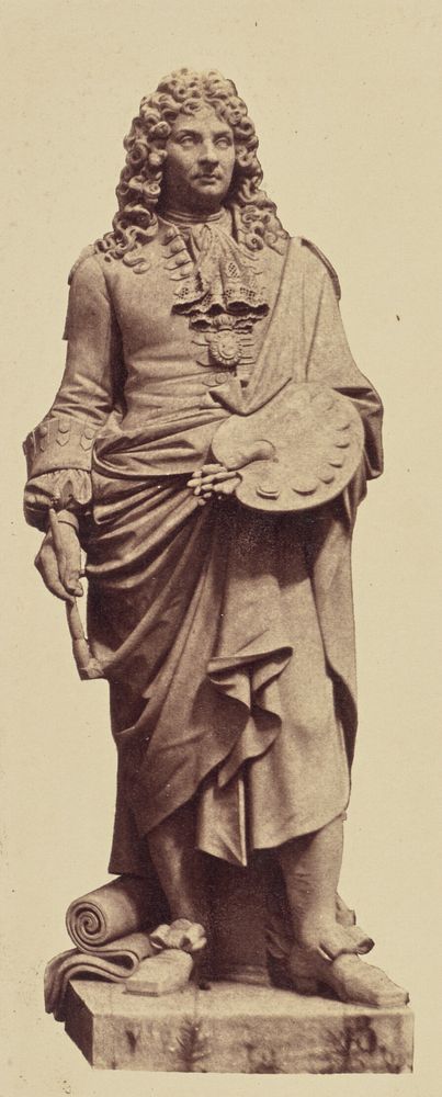 "Le Brun", Statue by Jean Claude Petit, Decoration of the Louvre, Paris by Édouard Baldus
