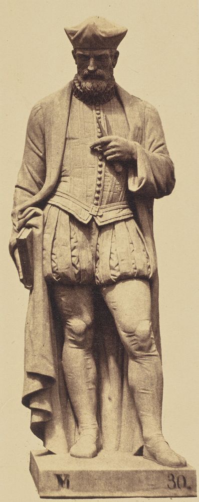 "Delorme", Statue by Jean Pierre Dantan, Decoration of the Louvre, Paris by Édouard Baldus