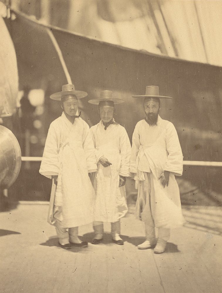Korean Officials on an Interview onboard the Colorado by Felice Beato