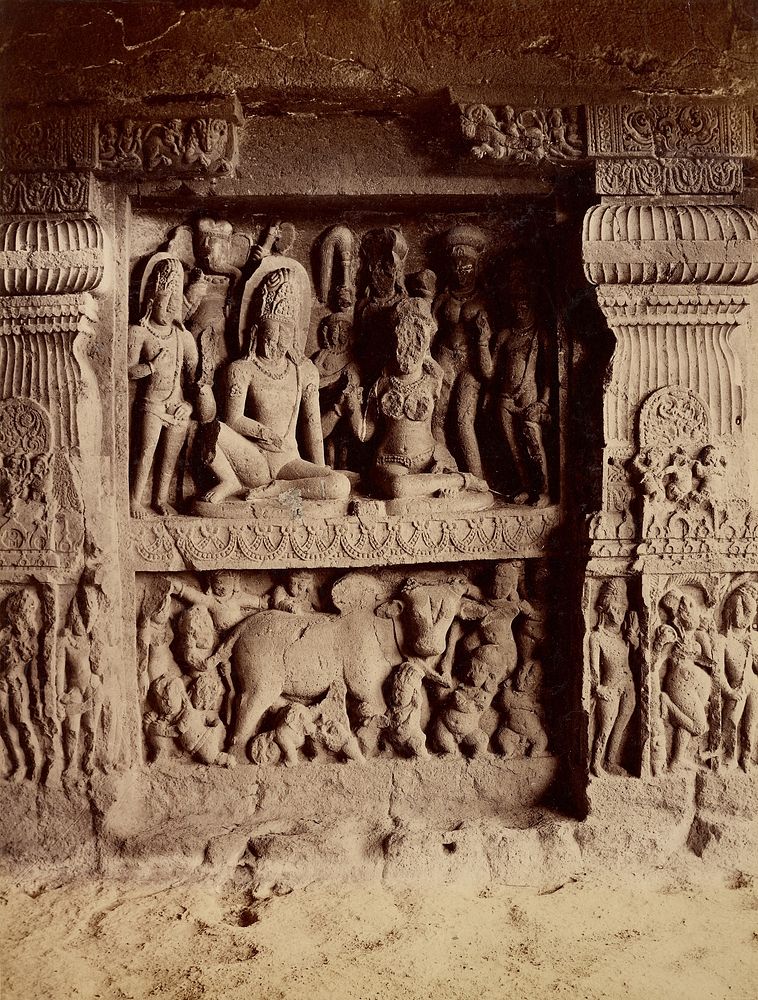Figures in Ellora Caves by Lala Deen Dayal