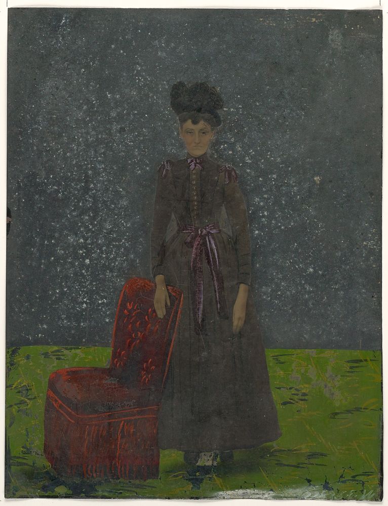 Portrait of woman and chair