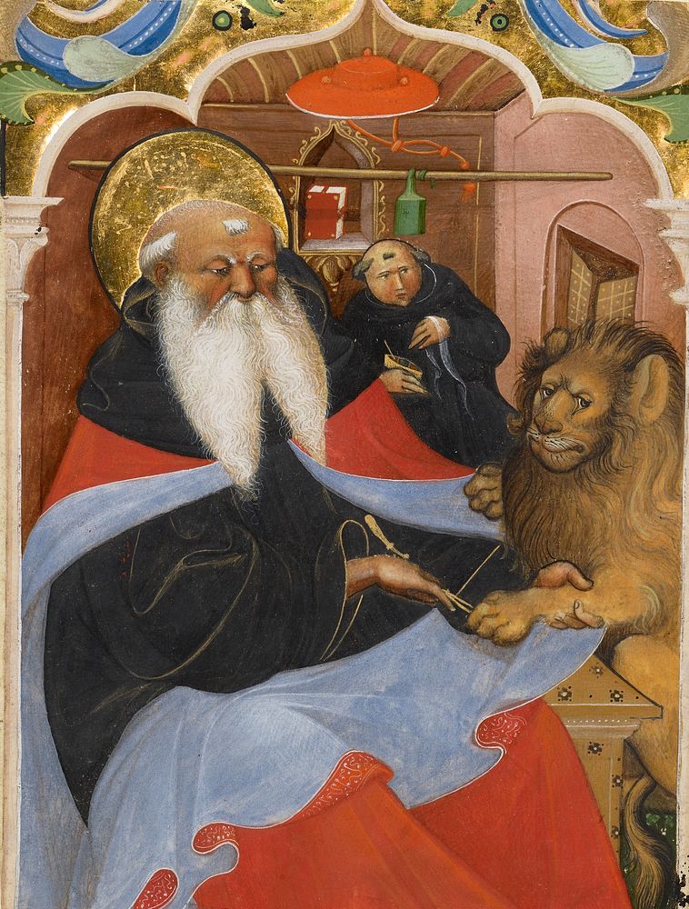 Saint Jerome Extracting a Thorn from a Lion's Paw by Master of the Murano Gradual