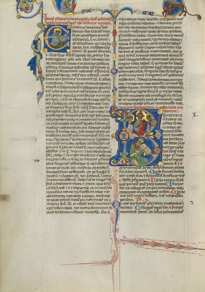 Initial E: Monk Reading; Initial B: Christ with David Playing the Harp